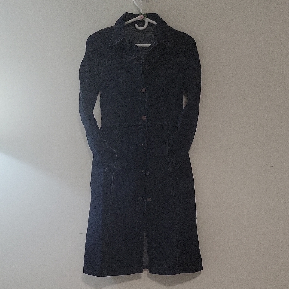 Dark Blue Long Denim Coat